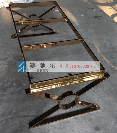 海南藏族自治州不锈钢酒店茶几 不锈钢定制茶几脚架 香槟金茶几脚架