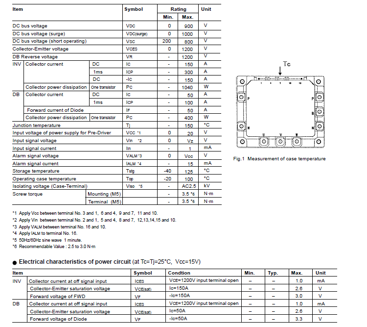 7mbp150ra120-05富士进口原装7单元变频器电源模块资料   7mbr10sa120