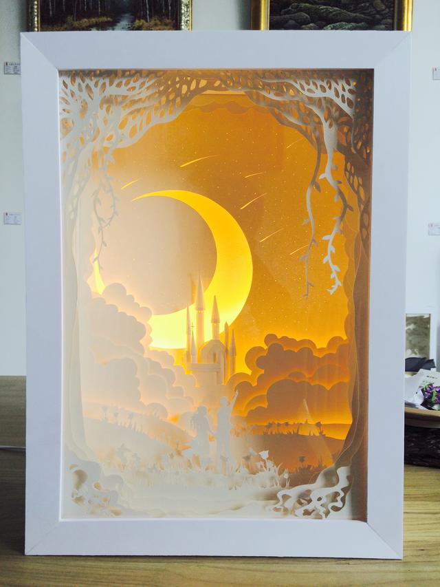 3D立体激光设备镂空|纸雕纸品灯光影镂空纸张卡宴11款前后护板图片
