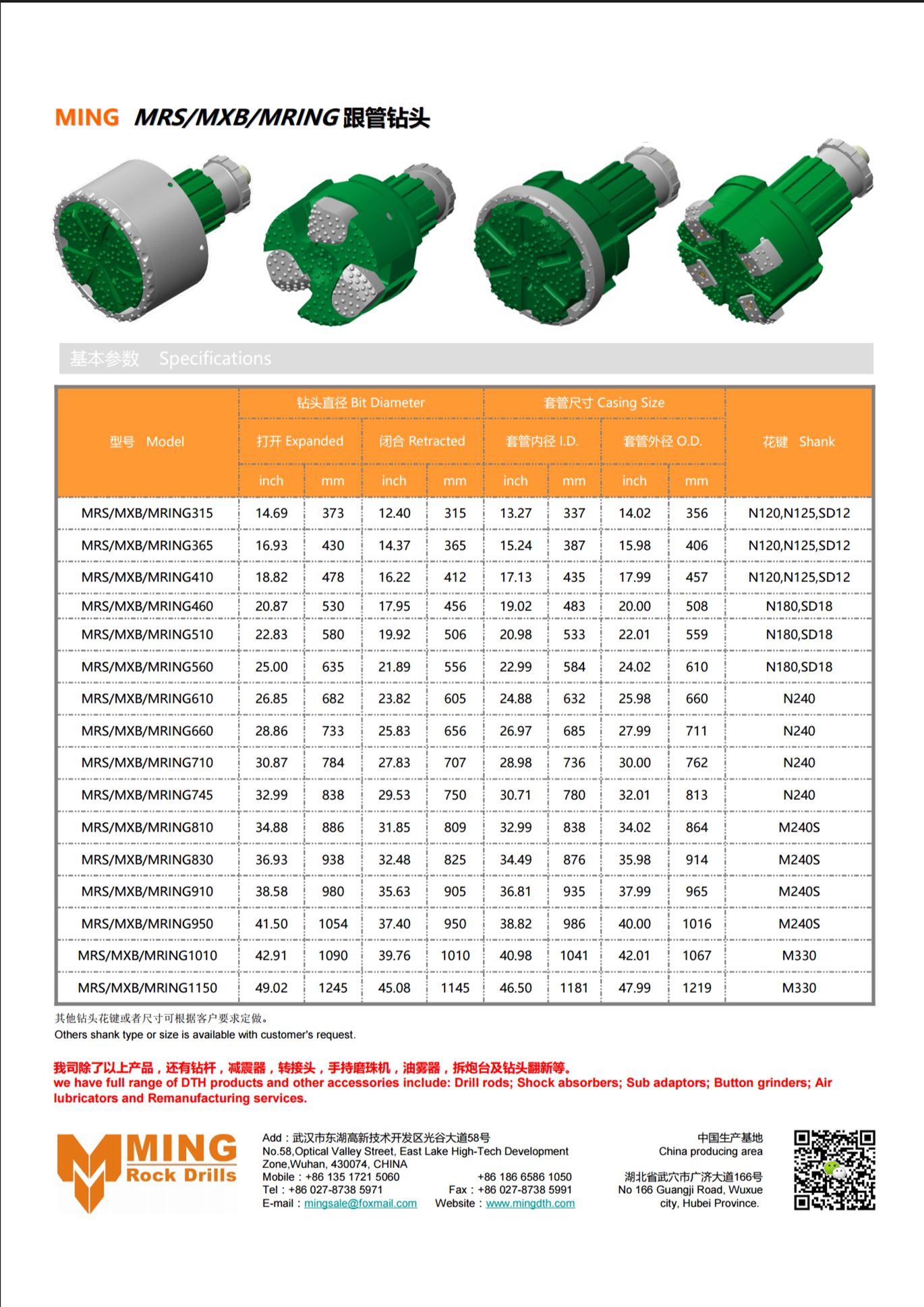 ming 金箭铭 mxb745跟管钻头813套管跟进钻孔