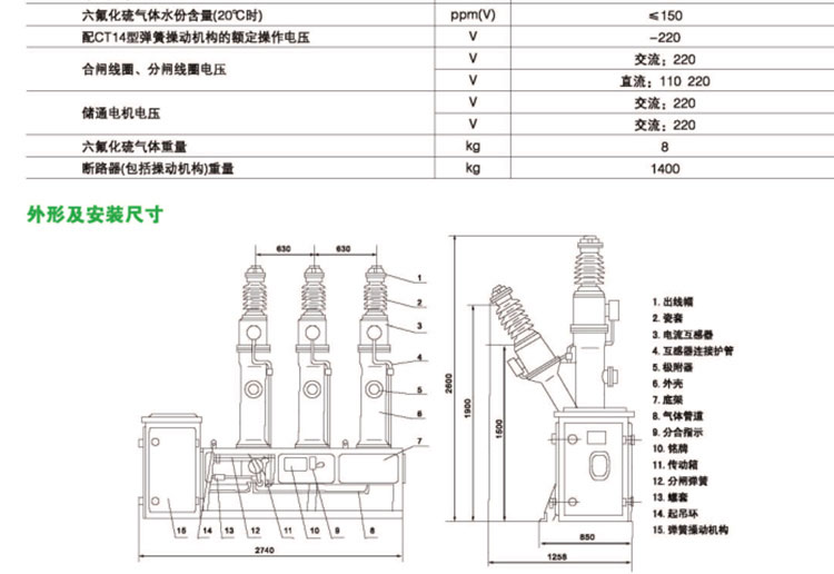 lw8户外高压六氟化硫断路器lw8-40.5厂家直销