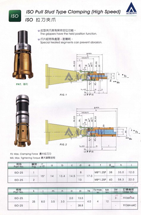 丸荣acrow主轴拉爪主轴拉刀瓣爪bt5045度bt30