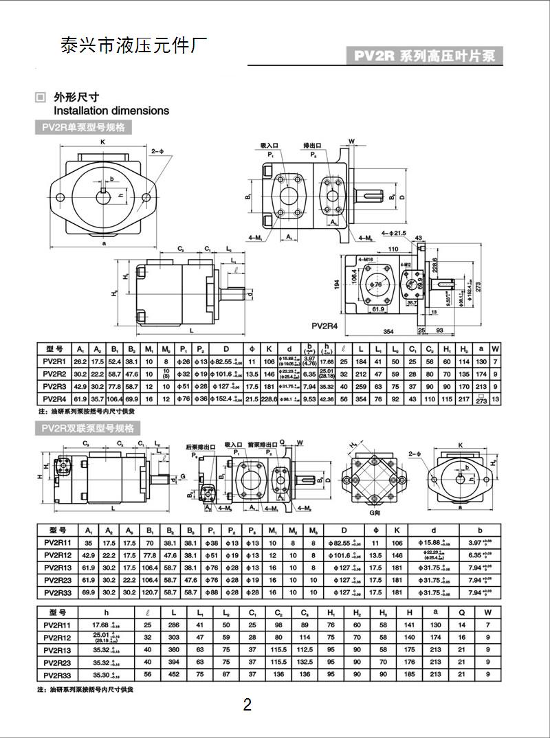 pv2r1-6-pv2r4-237高压叶片泵