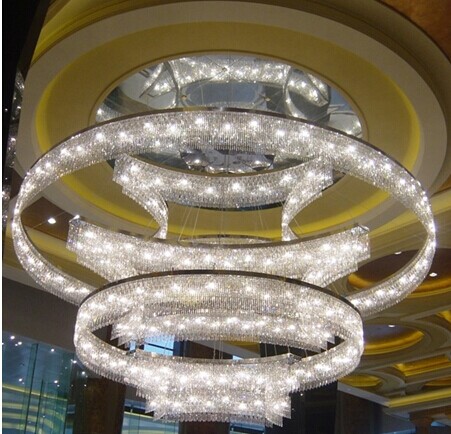 大水晶吊灯 现代圆形水晶灯 非标工程订制水晶灯 异形造型水晶灯