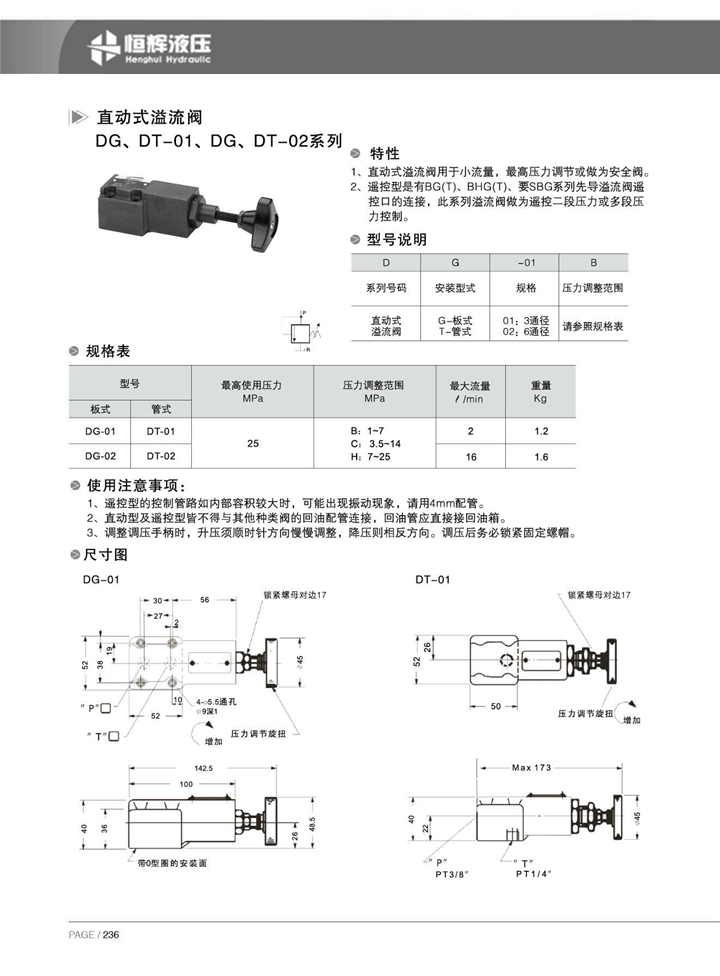 溢流阀dg-02特性