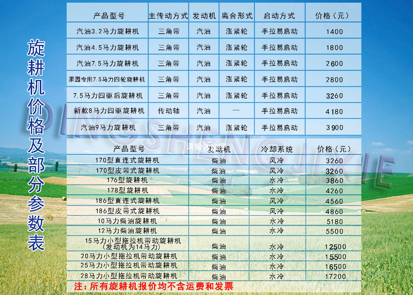 微耕机价格单价图片