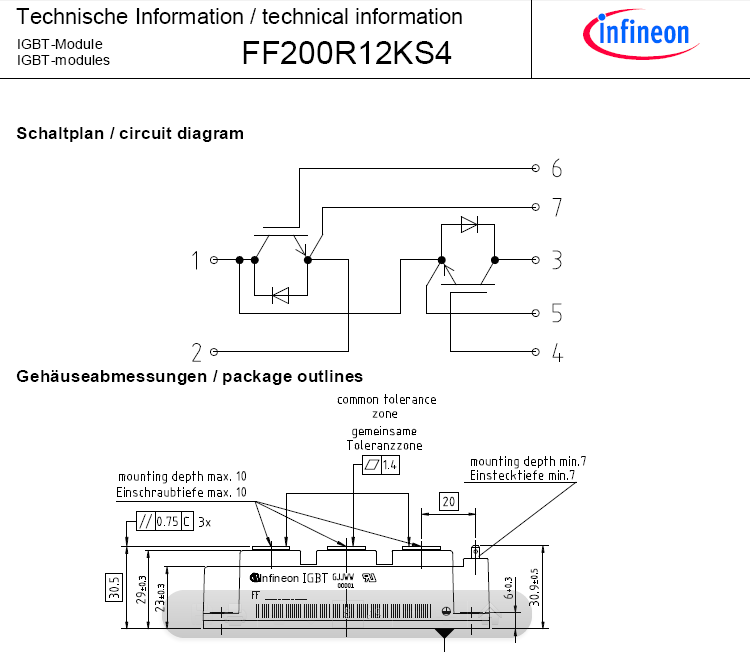 【高頻模塊】ff200r12ks4德國英飛凌逆變igbt模塊的參數