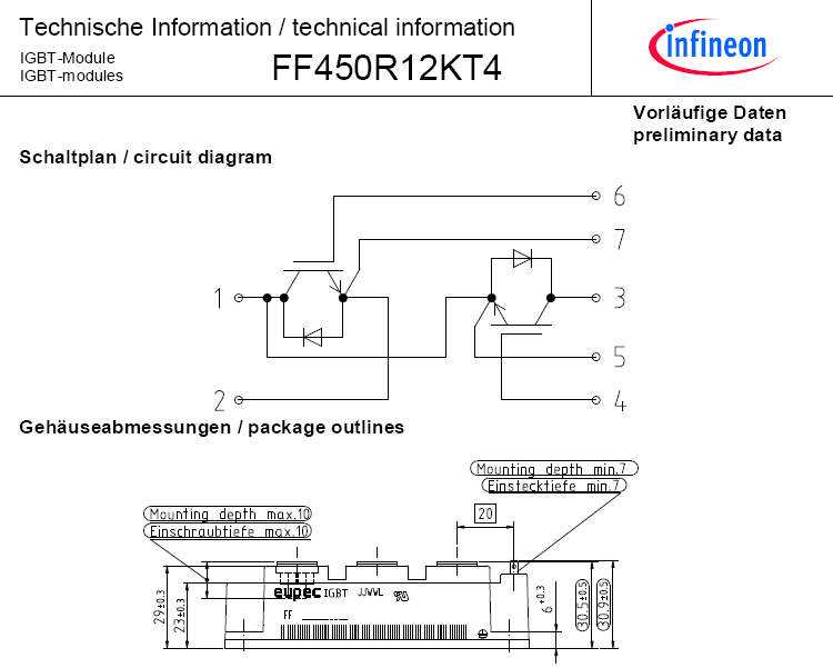 英飞凌ff450r12kt4的中文参数信息和pdf技术资料下载