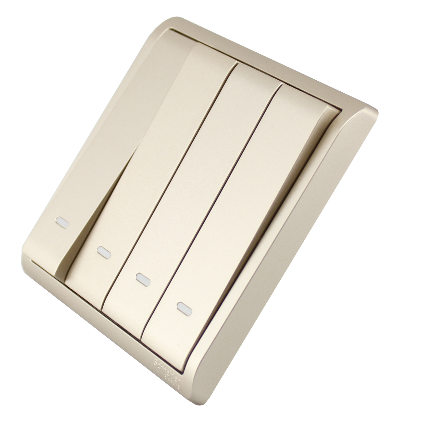 施耐德开关面板 轻点格调棕三位单控开关 三开单控墙壁开关插座